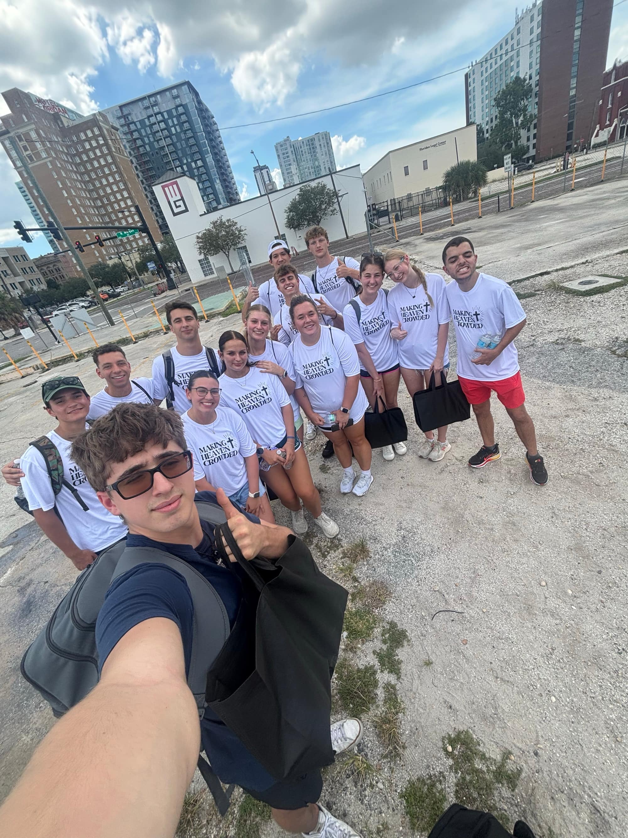 The Making Heaven Crowded volunteer team together on outreach in downtown Tampa, Florida